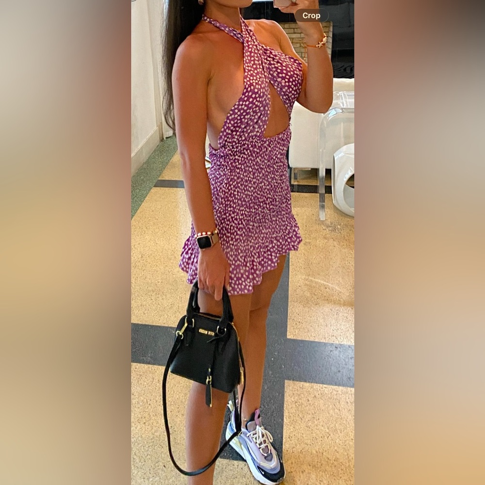 Purple Polka Dot Mini Dress